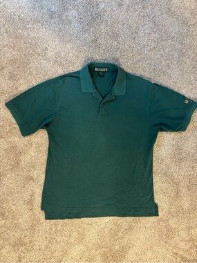 Vintage BOAST Green Men's XL Polo Shirt 100% Cotton Short Sleeve Embroidered 90s